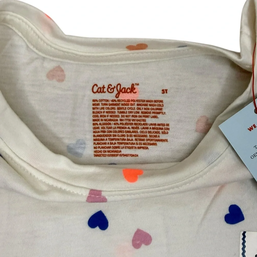 Cat‎ & Jack Toddler Girls' Heart T-Shirt Size 5T - 2 Pack NWT